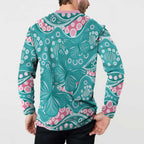 Australia Hereditary Cancer Awareness Button Sweatshirt Aboriginal Butterflies - Aussie Hoodie