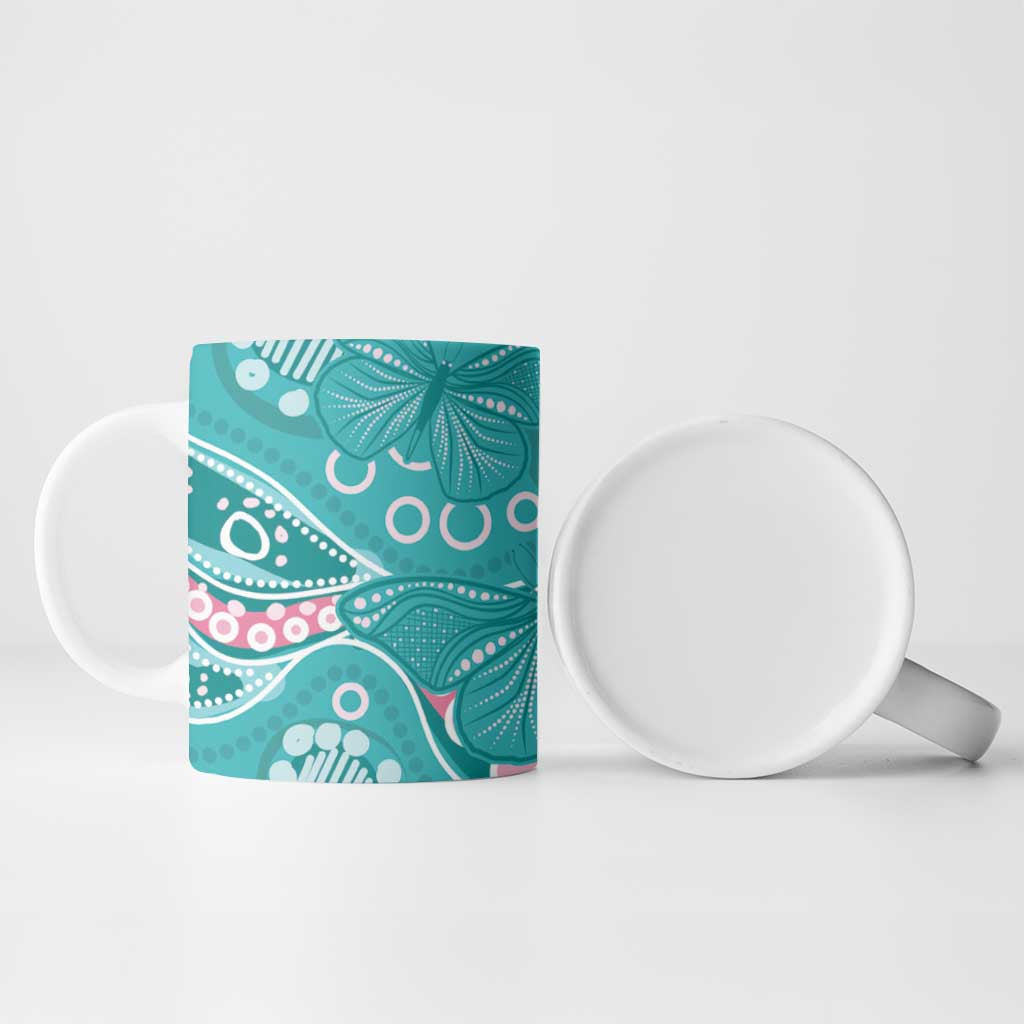 Australia Hereditary Cancer Awareness Ceramic Mug Aboriginal Butterflies - Aussie Hoodie