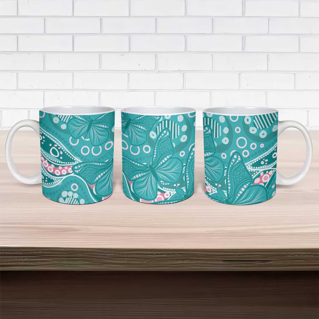 Australia Hereditary Cancer Awareness Ceramic Mug Aboriginal Butterflies - Aussie Hoodie