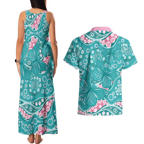 Australia Hereditary Cancer Awareness Couples Matching Tank Maxi Dress and Hawaiian Shirt Aboriginal Butterflies - Aussie Hoodie