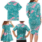 Australia Hereditary Cancer Awareness Family Matching Long Sleeve Bodycon Dress and Hawaiian Shirt Aboriginal Butterflies - Aussie Hoodie