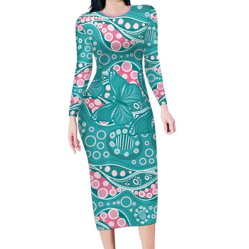 Australia Hereditary Cancer Awareness Family Matching Long Sleeve Bodycon Dress and Hawaiian Shirt Aboriginal Butterflies - Aussie Hoodie