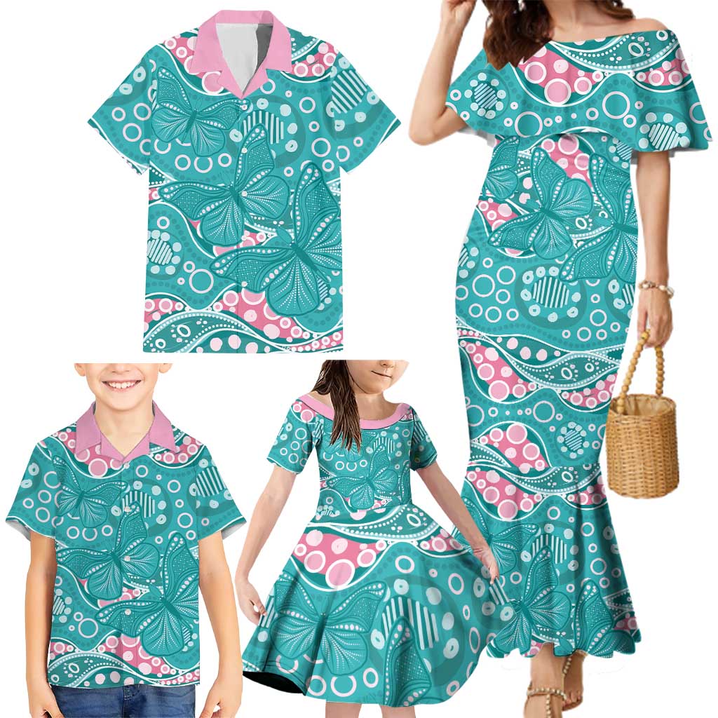 Australia Hereditary Cancer Awareness Family Matching Mermaid Dress and Hawaiian Shirt Aboriginal Butterflies - Aussie Hoodie