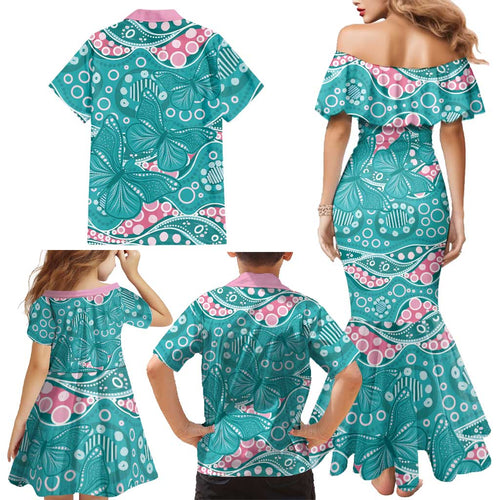 Australia Hereditary Cancer Awareness Family Matching Mermaid Dress and Hawaiian Shirt Aboriginal Butterflies - Aussie Hoodie