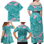 Australia Hereditary Cancer Awareness Family Matching Off Shoulder Maxi Dress and Hawaiian Shirt Aboriginal Butterflies - Aussie Hoodie