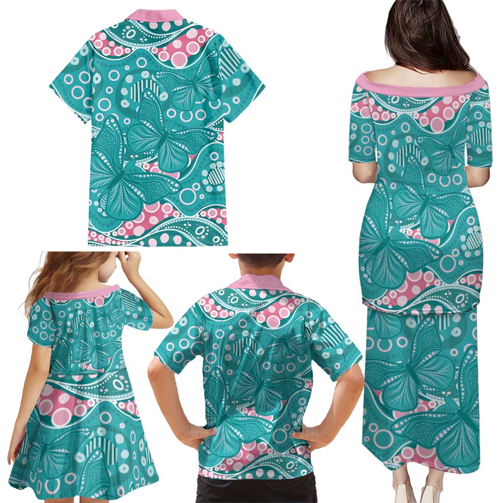Australia Hereditary Cancer Awareness Family Matching Puletasi and Hawaiian Shirt Aboriginal Butterflies - Aussie Hoodie