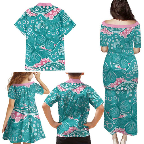 Australia Hereditary Cancer Awareness Family Matching Puletasi and Hawaiian Shirt Aboriginal Butterflies - Aussie Hoodie