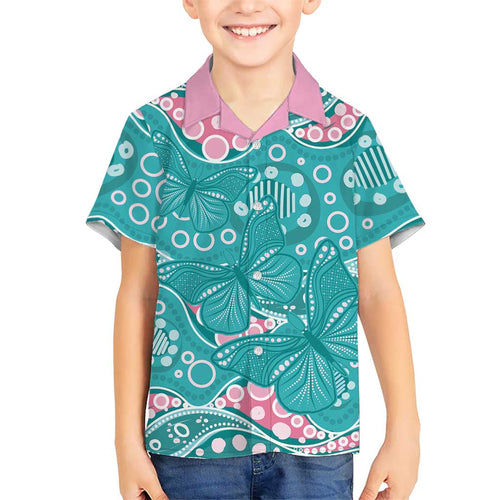 Australia Hereditary Cancer Awareness Family Matching Short Sleeve Bodycon Dress and Hawaiian Shirt Aboriginal Butterflies - Aussie Hoodie