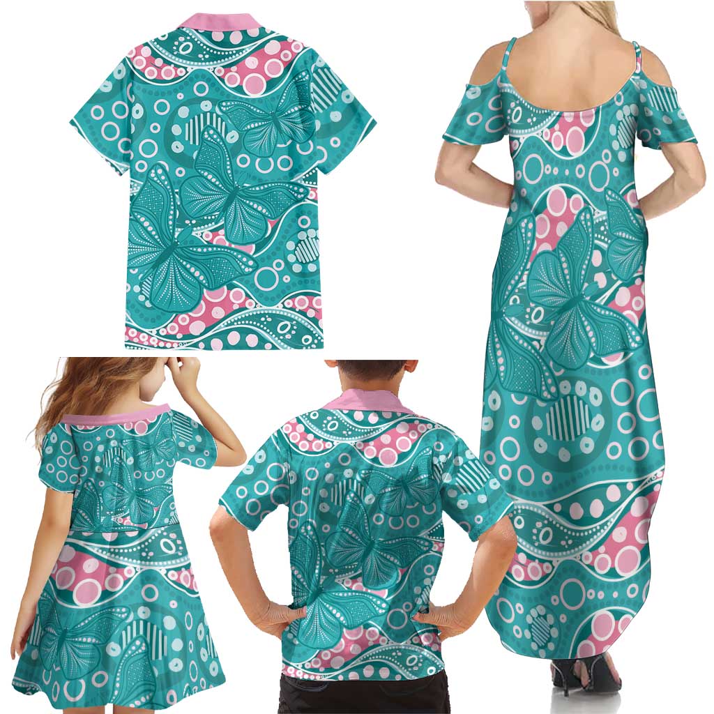 Australia Hereditary Cancer Awareness Family Matching Summer Maxi Dress and Hawaiian Shirt Aboriginal Butterflies - Aussie Hoodie