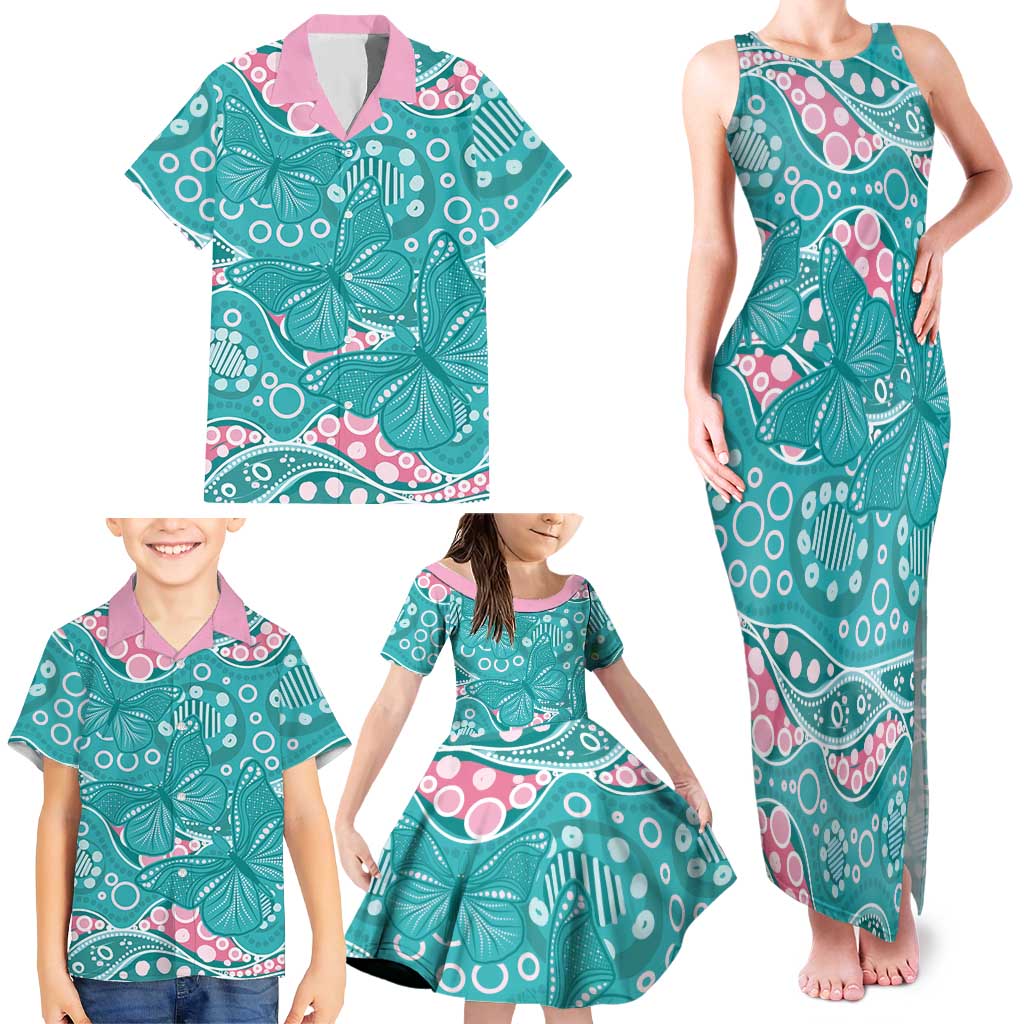 Australia Hereditary Cancer Awareness Family Matching Tank Maxi Dress and Hawaiian Shirt Aboriginal Butterflies - Aussie Hoodie