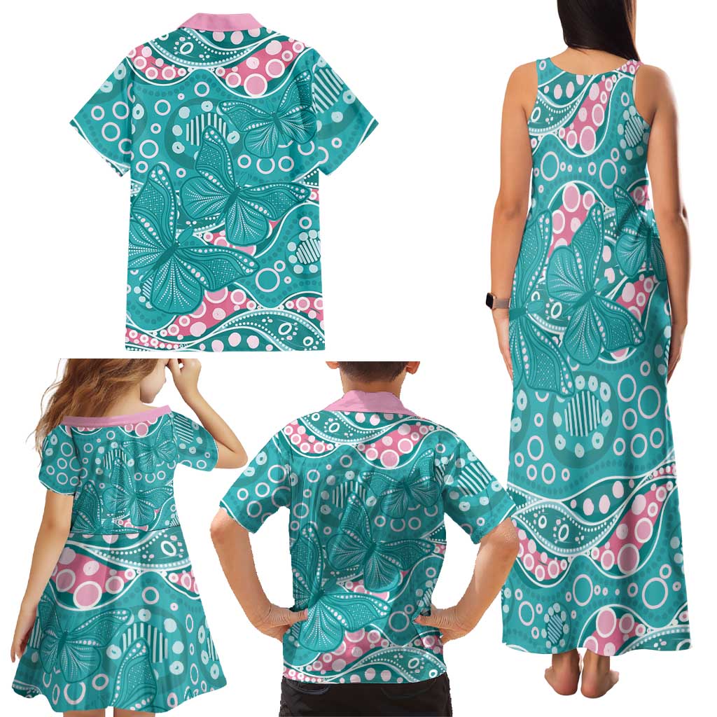 Australia Hereditary Cancer Awareness Family Matching Tank Maxi Dress and Hawaiian Shirt Aboriginal Butterflies - Aussie Hoodie