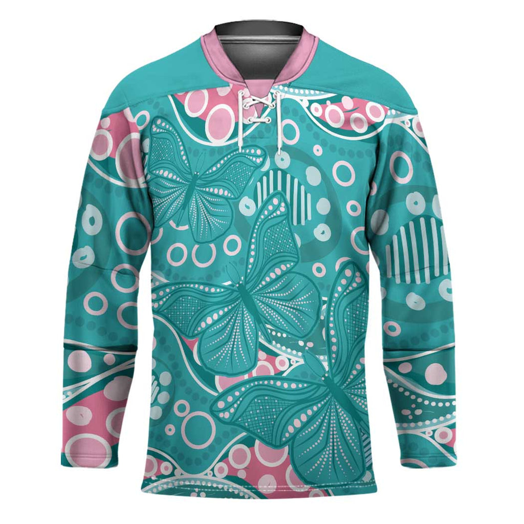 Australia Hereditary Cancer Awareness Hockey Jersey Aboriginal Butterflies - Aussie Hoodie