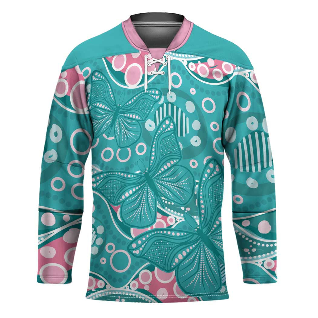 Australia Hereditary Cancer Awareness Hockey Jersey Aboriginal Butterflies - Aussie Hoodie