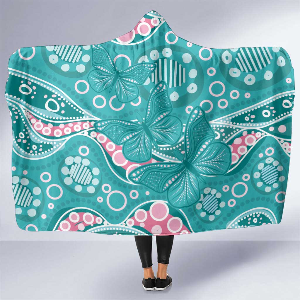Australia Hereditary Cancer Awareness Hooded Blanket Aboriginal Butterflies - Aussie Hoodie