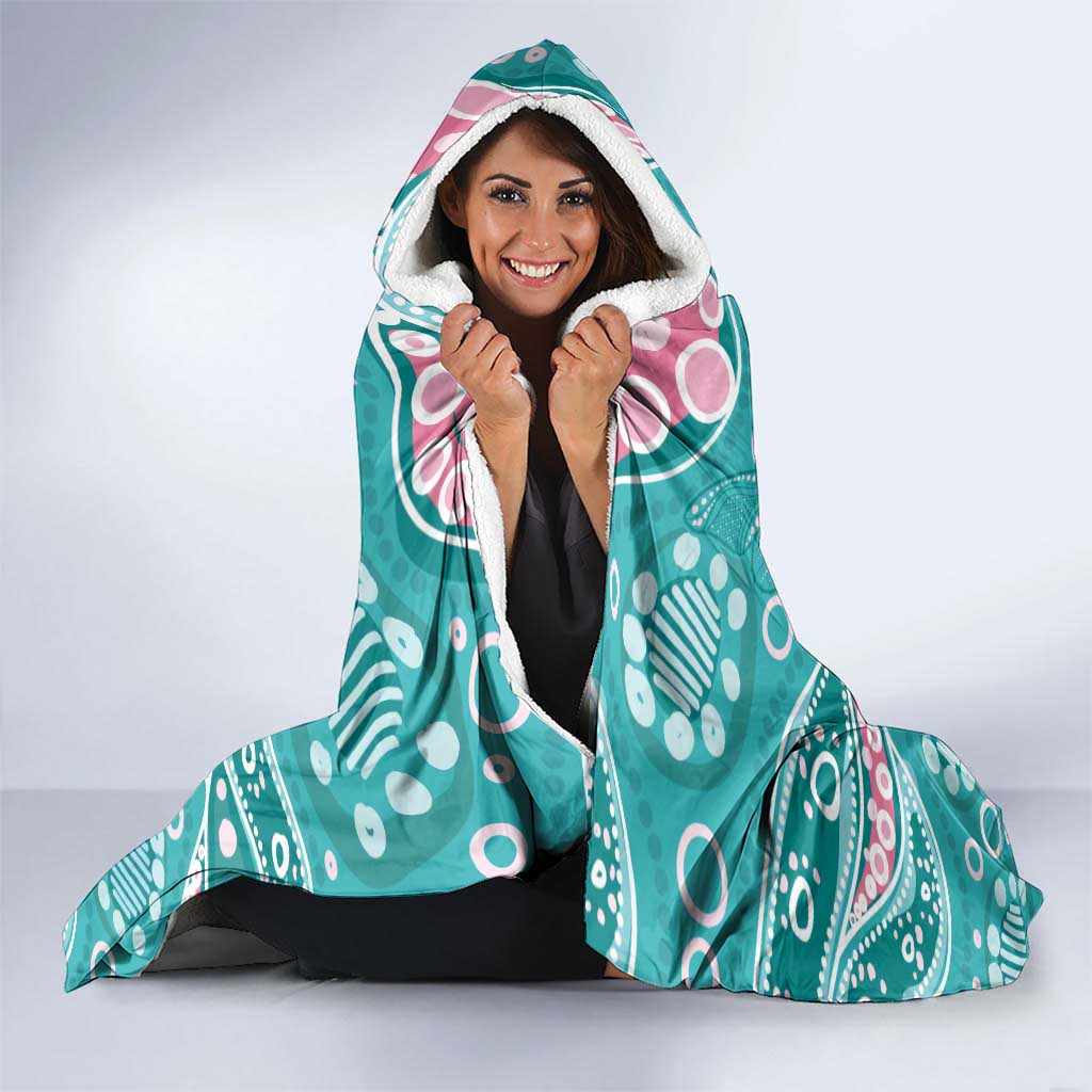 Australia Hereditary Cancer Awareness Hooded Blanket Aboriginal Butterflies - Aussie Hoodie