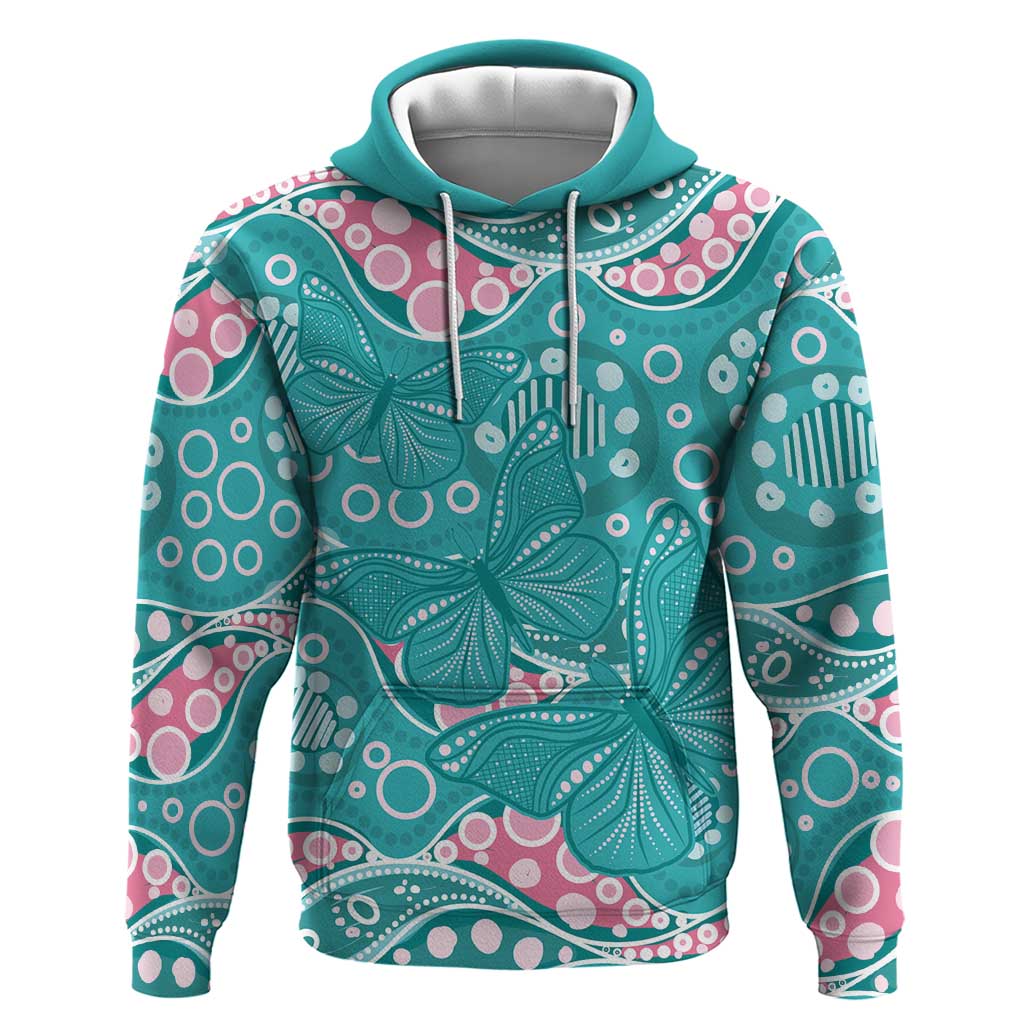 Australia Hereditary Cancer Awareness Hoodie Aboriginal Butterflies - Aussie Hoodie