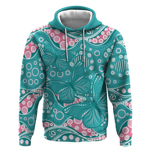 Australia Hereditary Cancer Awareness Hoodie Aboriginal Butterflies - Aussie Hoodie
