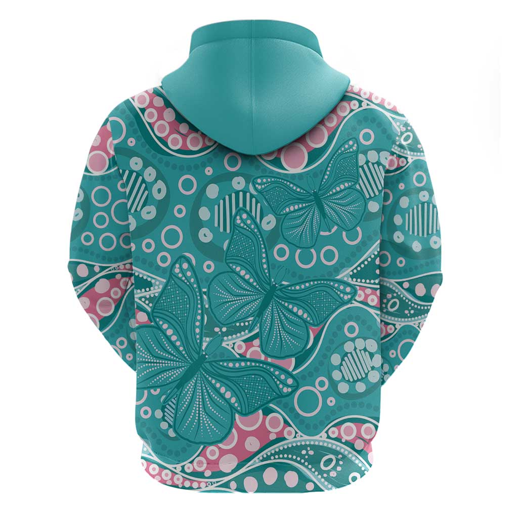 Australia Hereditary Cancer Awareness Hoodie Aboriginal Butterflies - Aussie Hoodie