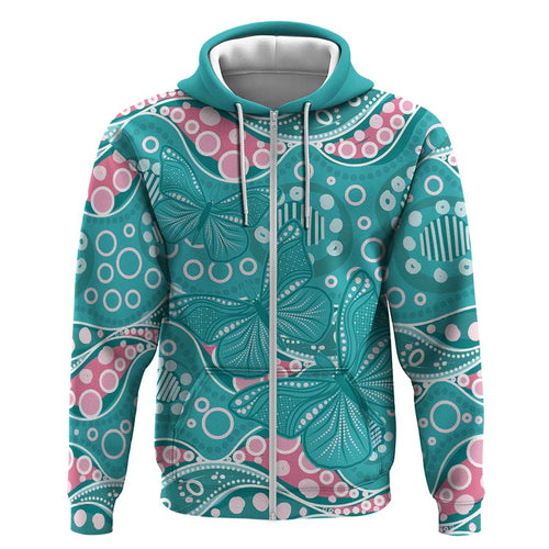 Australia Hereditary Cancer Awareness Hoodie Aboriginal Butterflies - Aussie Hoodie