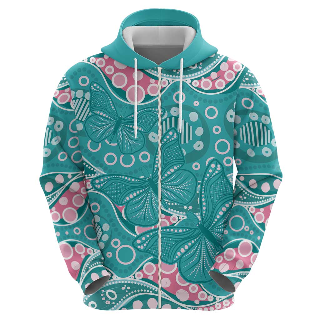 Australia Hereditary Cancer Awareness Hoodie Aboriginal Butterflies - Aussie Hoodie