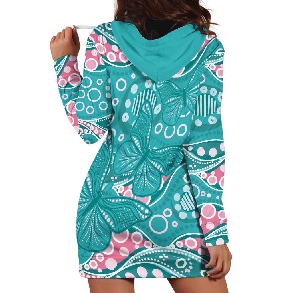 Australia Hereditary Cancer Awareness Hoodie Dress Aboriginal Butterflies - Aussie Hoodie