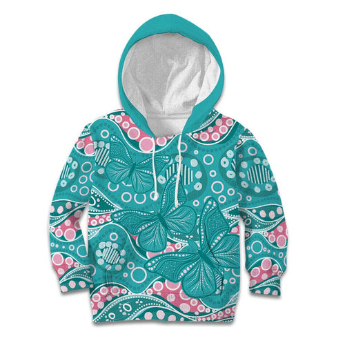 Australia Hereditary Cancer Awareness Kid Hoodie Aboriginal Butterflies - Aussie Hoodie