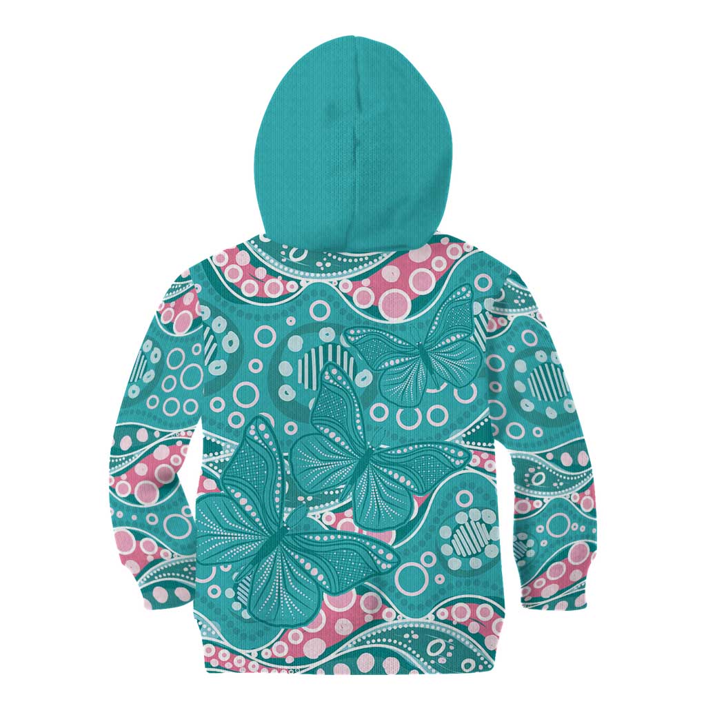Australia Hereditary Cancer Awareness Kid Hoodie Aboriginal Butterflies - Aussie Hoodie