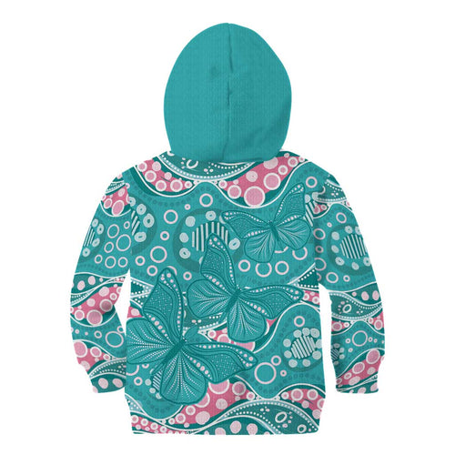 Australia Hereditary Cancer Awareness Kid Hoodie Aboriginal Butterflies - Aussie Hoodie
