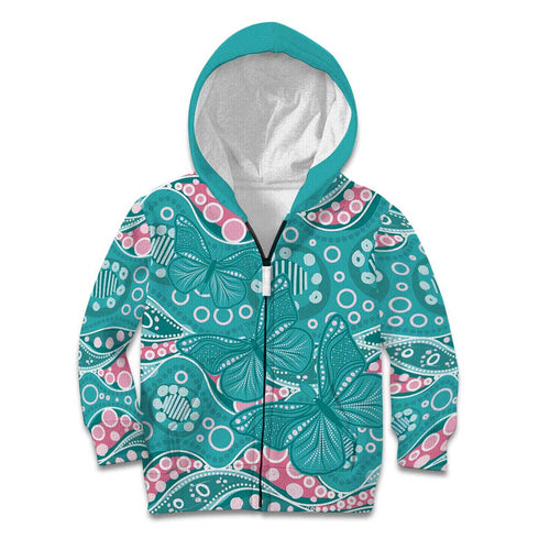 Australia Hereditary Cancer Awareness Kid Hoodie Aboriginal Butterflies - Aussie Hoodie