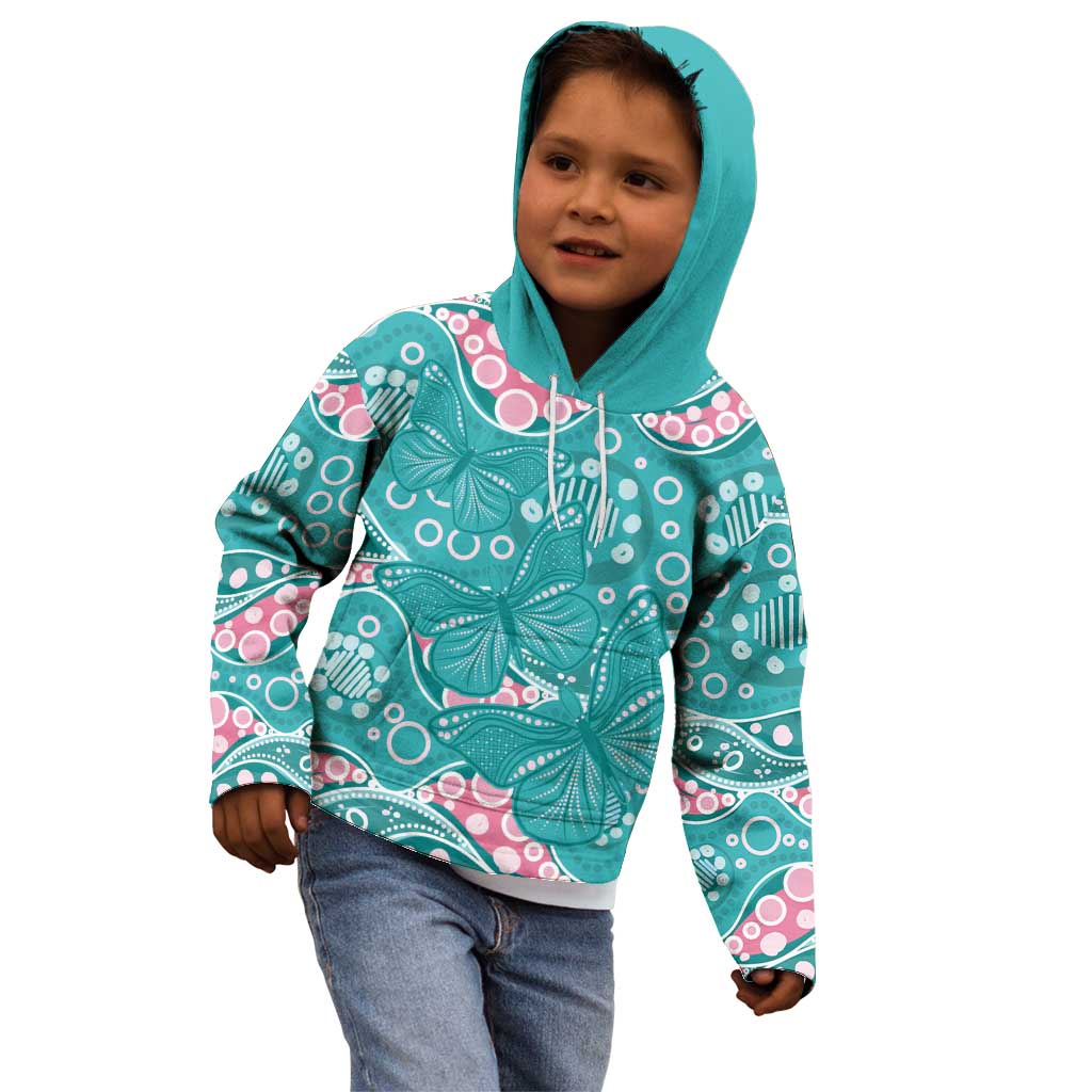 Australia Hereditary Cancer Awareness Kid Hoodie Aboriginal Butterflies - Aussie Hoodie