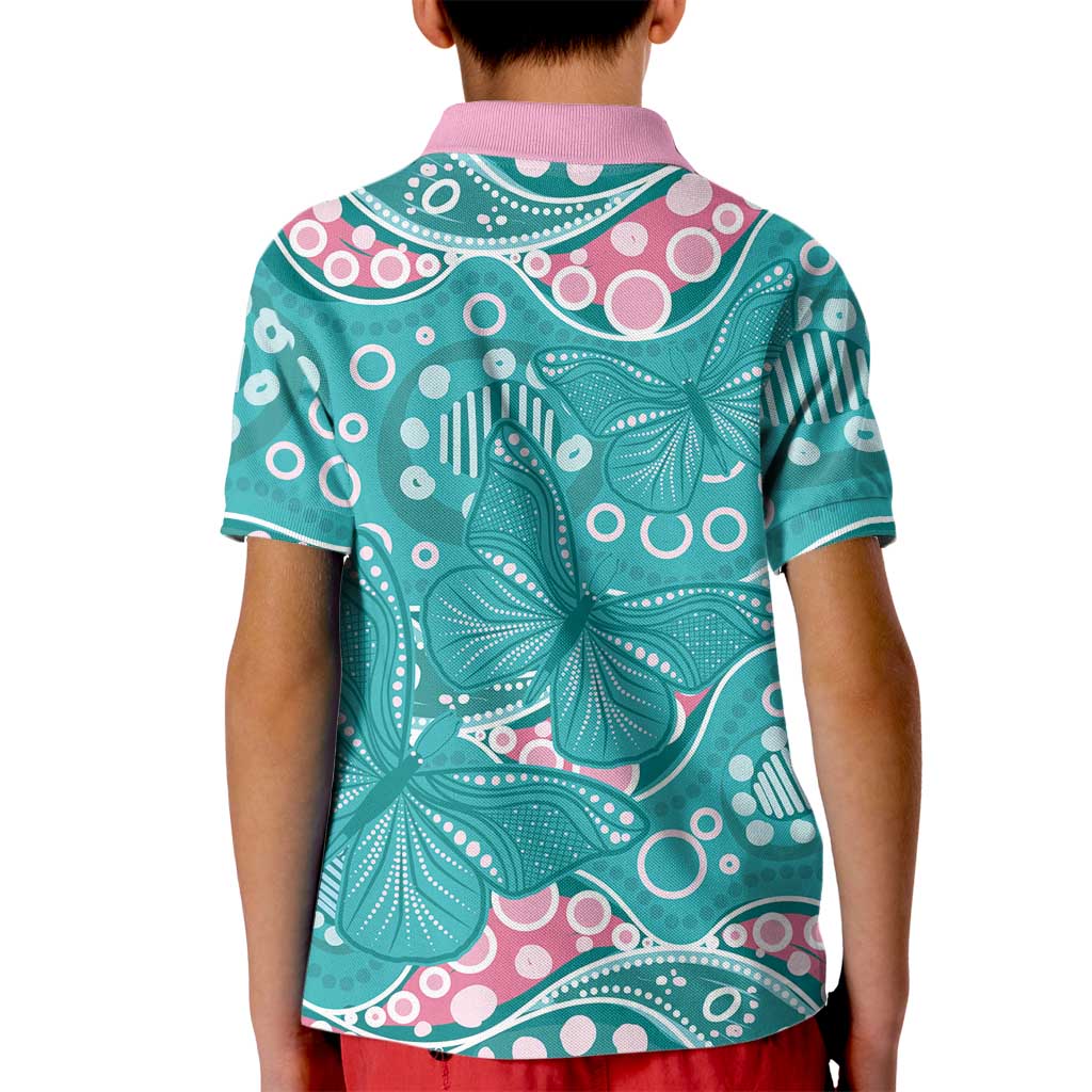 Australia Hereditary Cancer Awareness Kid Polo Shirt Aboriginal Butterflies - Aussie Hoodie