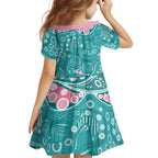 Australia Hereditary Cancer Awareness Kid Short Sleeve Dress Aboriginal Butterflies - Aussie Hoodie