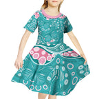 Australia Hereditary Cancer Awareness Kid Short Sleeve Dress Aboriginal Butterflies - Aussie Hoodie