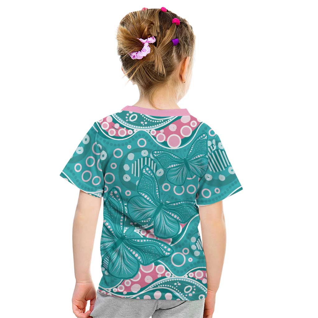 Australia Hereditary Cancer Awareness Kid T Shirt Aboriginal Butterflies - Aussie Hoodie