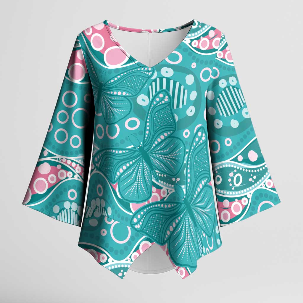 Australia Hereditary Cancer Awareness Kimono Sleeve Blouse Aboriginal Butterflies - Aussie Hoodie