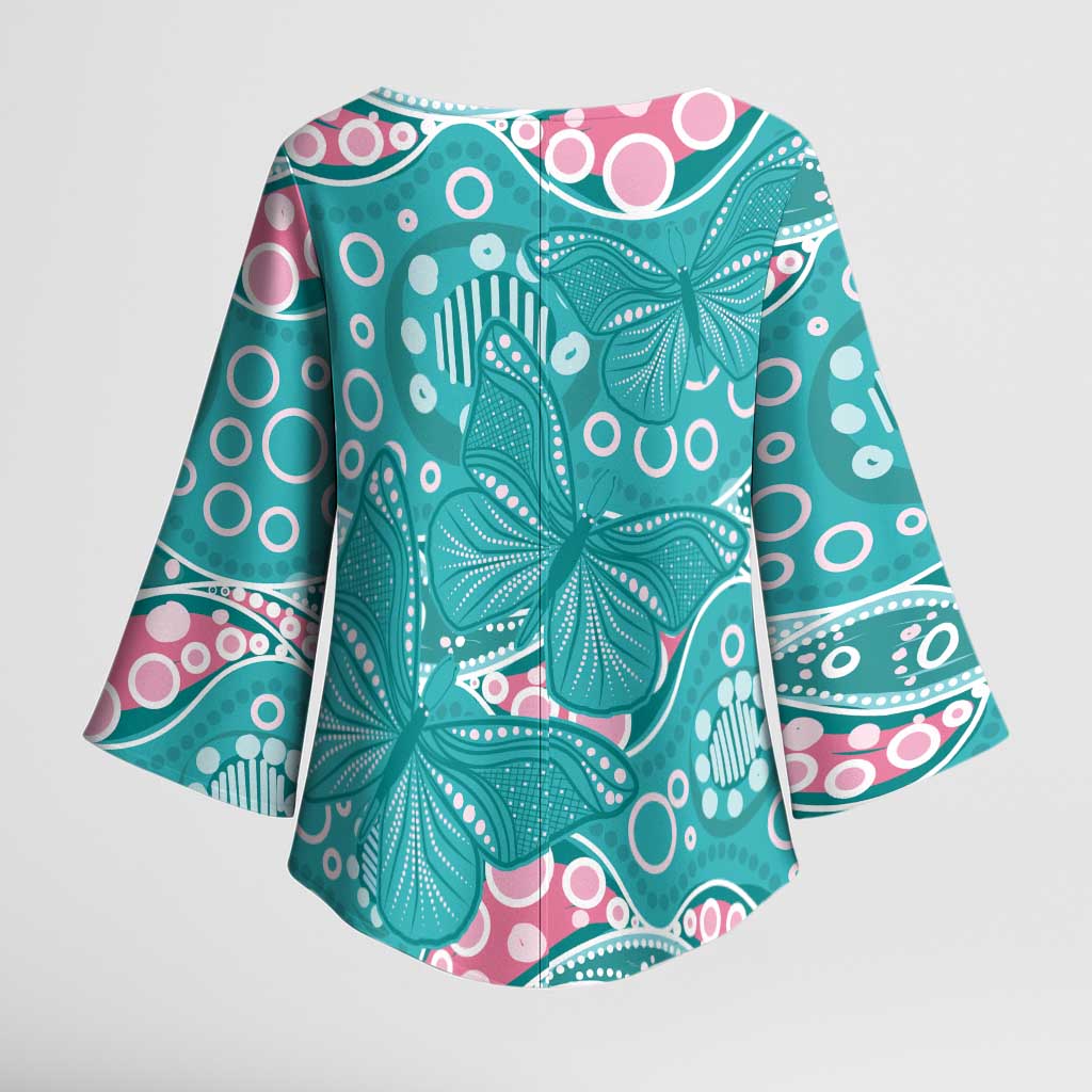 Australia Hereditary Cancer Awareness Kimono Sleeve Blouse Aboriginal Butterflies - Aussie Hoodie