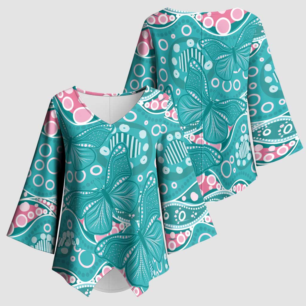 Australia Hereditary Cancer Awareness Kimono Sleeve Blouse Aboriginal Butterflies - Aussie Hoodie