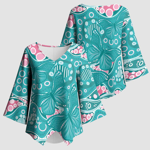 Australia Hereditary Cancer Awareness Kimono Sleeve Blouse Aboriginal Butterflies - Aussie Hoodie