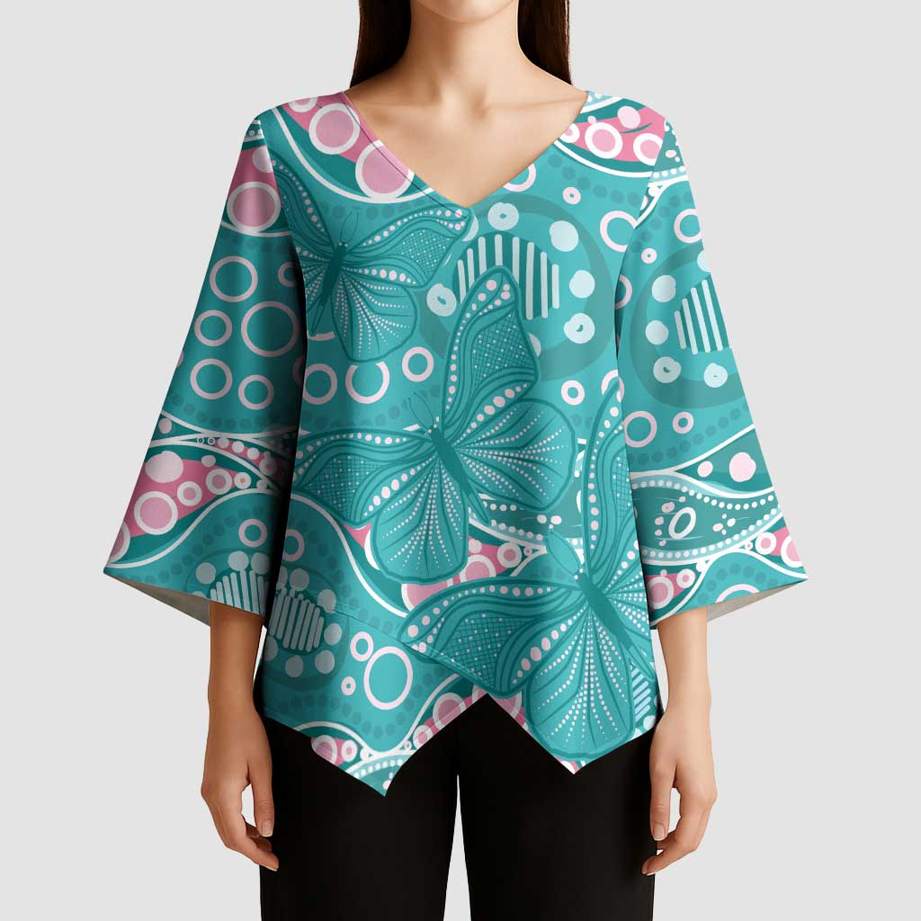 Australia Hereditary Cancer Awareness Kimono Sleeve Blouse Aboriginal Butterflies - Aussie Hoodie