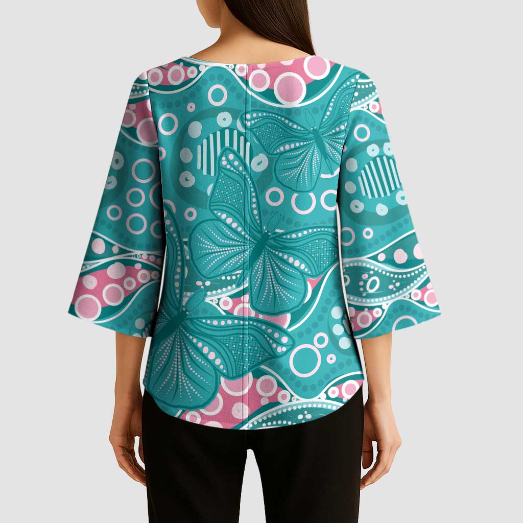 Australia Hereditary Cancer Awareness Kimono Sleeve Blouse Aboriginal Butterflies - Aussie Hoodie