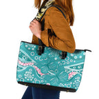 Australia Hereditary Cancer Awareness Leather Tote Bag Aboriginal Butterflies - Aussie Hoodie