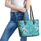 Australia Hereditary Cancer Awareness Leather Tote Bag Aboriginal Butterflies - Aussie Hoodie