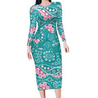 Australia Hereditary Cancer Awareness Long Sleeve Bodycon Dress Aboriginal Butterflies - Aussie Hoodie