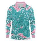 Australia Hereditary Cancer Awareness Long Sleeve Polo Shirt Aboriginal Butterflies - Aussie Hoodie