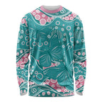 Australia Hereditary Cancer Awareness Long Sleeve Shirt Aboriginal Butterflies - Aussie Hoodie