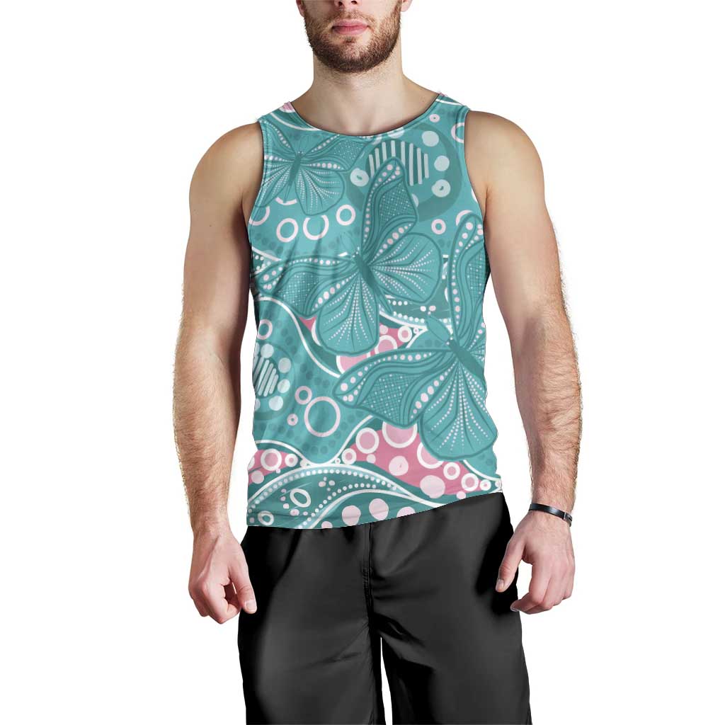 Australia Hereditary Cancer Awareness Men Tank Top Aboriginal Butterflies - Aussie Hoodie