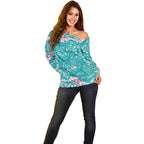 Australia Hereditary Cancer Awareness Off Shoulder Sweater Aboriginal Butterflies - Aussie Hoodie
