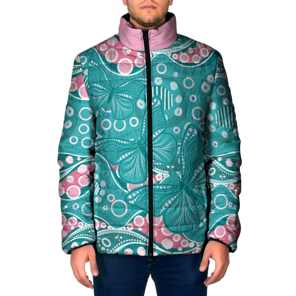 Australia Hereditary Cancer Awareness Padded Jacket Aboriginal Butterflies - Aussie Hoodie