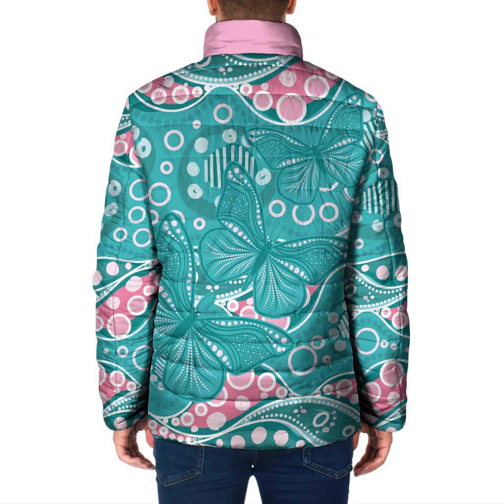 Australia Hereditary Cancer Awareness Padded Jacket Aboriginal Butterflies - Aussie Hoodie