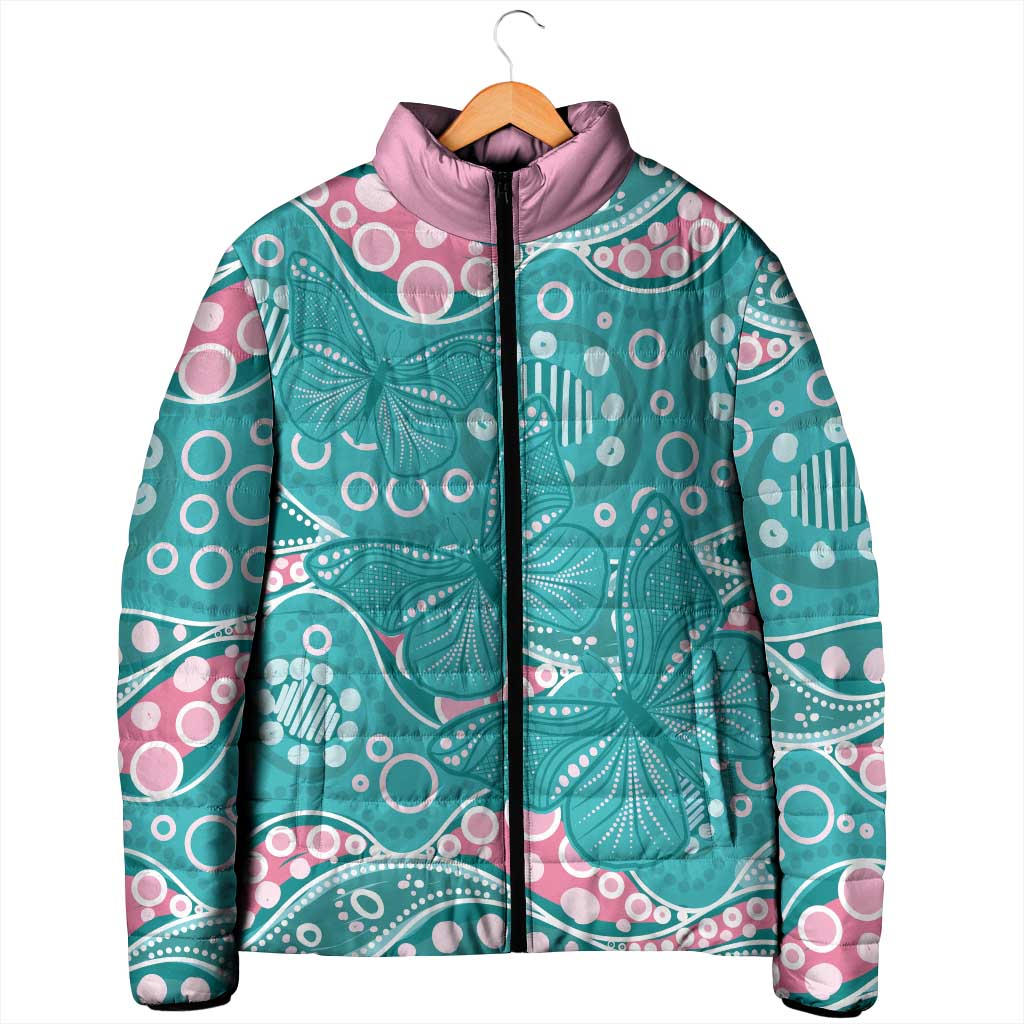 Australia Hereditary Cancer Awareness Padded Jacket Aboriginal Butterflies - Aussie Hoodie